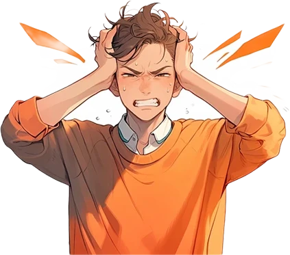 頭を抱える男の人